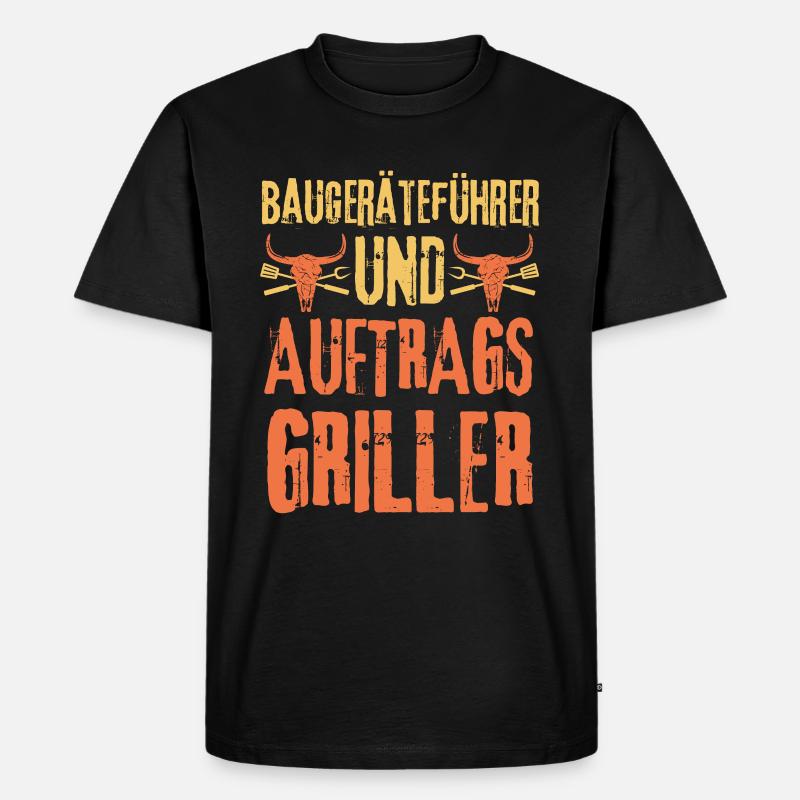 Baugeräteführer und Grillen - Männer Premium Bio T-Shirt - Schwarz
