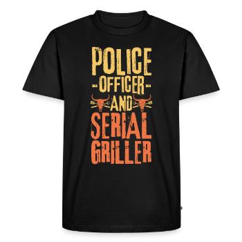 Policier et Serial Griller - T-shirt Premium bio Homme - noir - Devant - Nico (187cm)