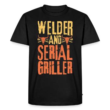 Soudeur et Serial Griller - T-shirt Premium bio Homme - noir - Devant - Nico (187cm)