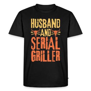 Husband and Serial Griller - Men's Premium Organic T-Shirt - black - Front - Nico (187cm)