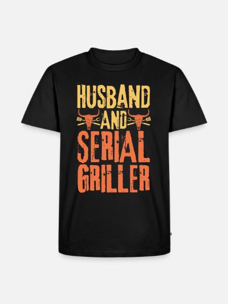 Ehemann und Seriengriller - Männer Premium Bio T-Shirt - Schwarz
