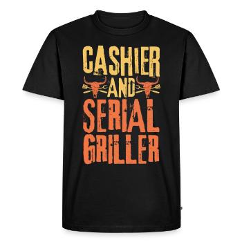 Caissier et gril en série - T-shirt Premium bio Homme - noir - Devant - Nico (187cm)