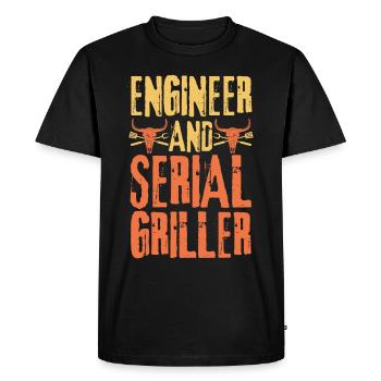 Ingénieur et Serial Griller - T-shirt Premium bio Homme - noir - Devant - Nico (187cm)