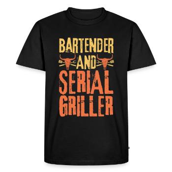 Barman et gril en série - T-shirt Premium bio Homme - noir - Devant - Nico (187cm)