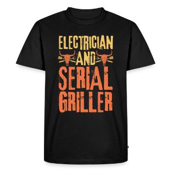 Électricien et gril en série - T-shirt Premium bio Homme - noir - Devant - Nico (187cm)