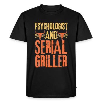 Psychologue et Serial Griller - T-shirt Premium bio Homme - noir - Devant - Nico (187cm)