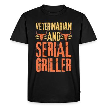 Vétérinaire et Serial Griller - T-shirt Premium bio Homme - noir - Devant - Nico (187cm)