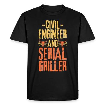 Civil-engineer and Serial Griller - Men's Premium Organic T-Shirt - black - Front - Nico (187cm)