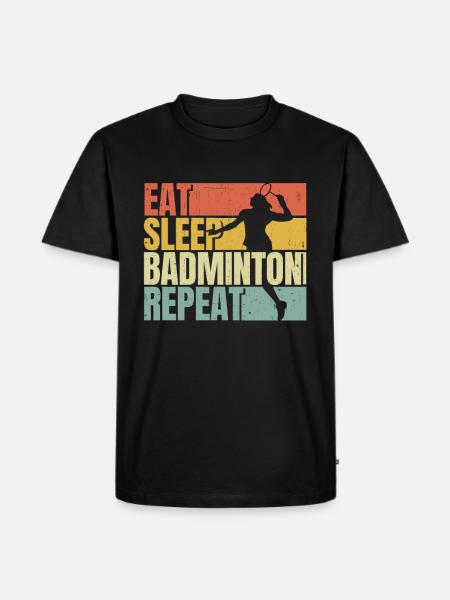 Manger dormir Badminton répéter - T-shirt Premium bio Homme - noir