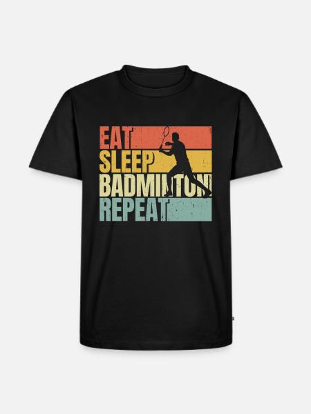 Manger dormir Badminton répéter - T-shirt Premium bio Homme - noir