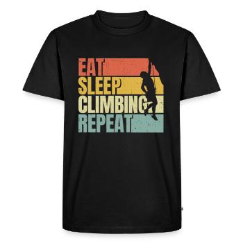 Manger dormir Escalade répéter - T-shirt Premium bio Homme - noir - Devant - Nico (187cm)