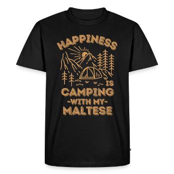 Camping avec maltais - T-shirt Premium bio Homme - noir - Devant - Nico (187cm)
