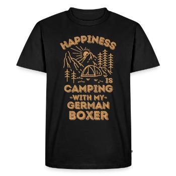 Camping avec boxeur allemand - T-shirt Premium bio Homme - noir - Devant - Nico (187cm)