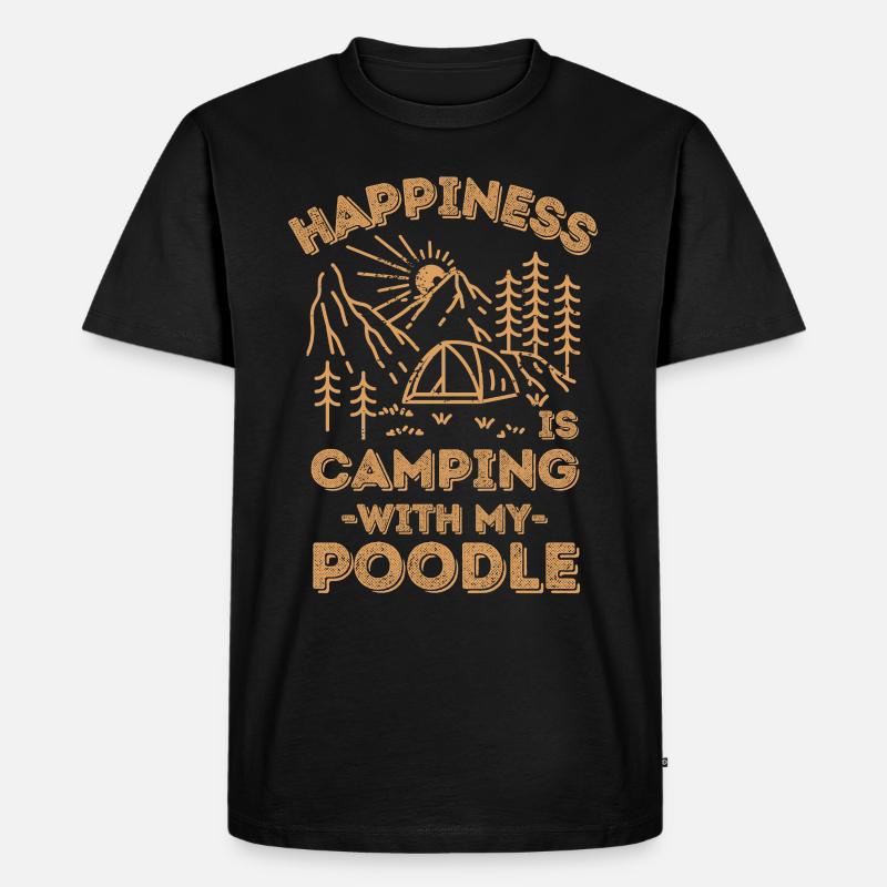 Camping mit Pudel - Männer Premium Bio T-Shirt - Schwarz