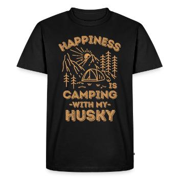 Camping with husky - Men's Premium Organic T-Shirt - black - Front - Nico (187cm)