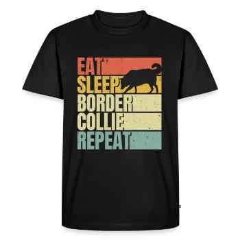 Manger dormir Border-collie répéter - T-shirt Premium bio Homme - noir - Devant - Nico (187cm)