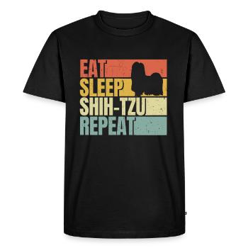 Mangez dormir Shih-tzu répéter - T-shirt Premium bio Homme - noir - Devant - Nico (187cm)
