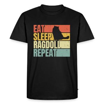 Eat sleep Ragdoll-cat repeat - Men's Premium Organic T-Shirt - black - Front - Nico (187cm)
