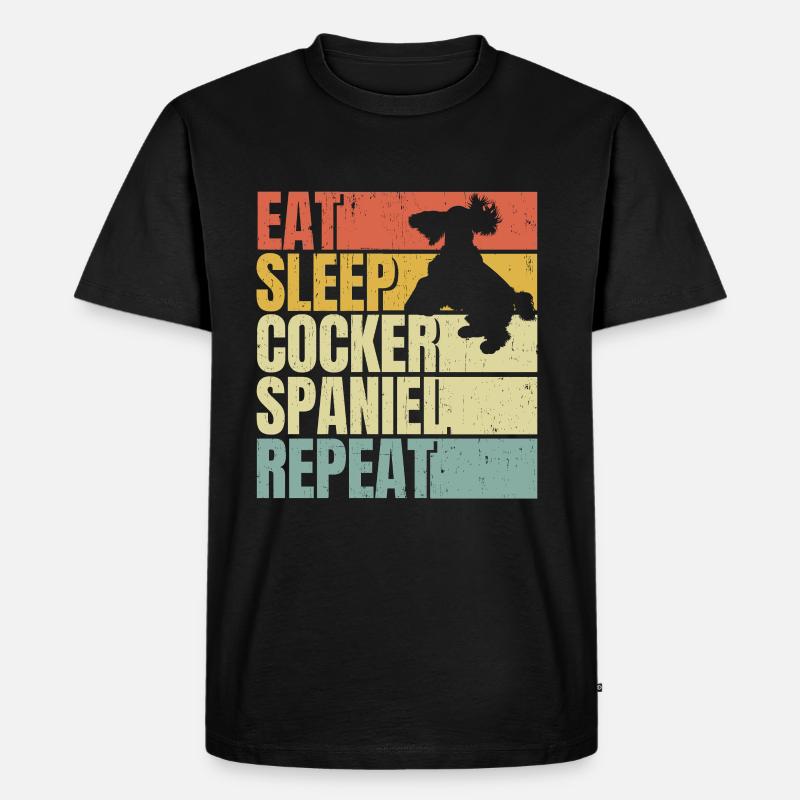 Manger dormir Cocker-épagneul répéter - T-shirt Premium bio Homme - noir