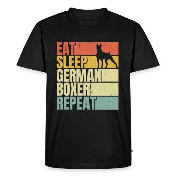 Manger dormir boxeur allemand répéter - T-shirt Premium bio Homme - noir - Devant - Nico (187cm)