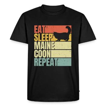 Mangez dormir Maine-coon répéter - T-shirt Premium bio Homme - noir - Devant - Nico (187cm)