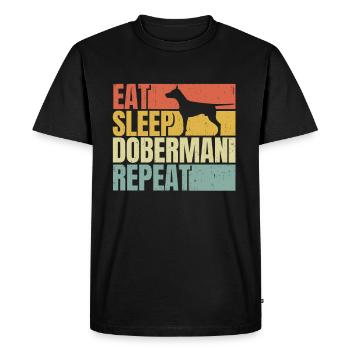 Eat sleep Doberman repeat - Men's Premium Organic T-Shirt - black - Front - Nico (187cm)