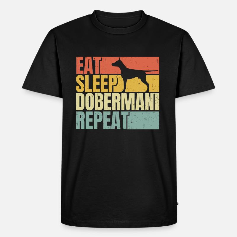 Manger dormir Doberman répéter - T-shirt Premium bio Homme - noir