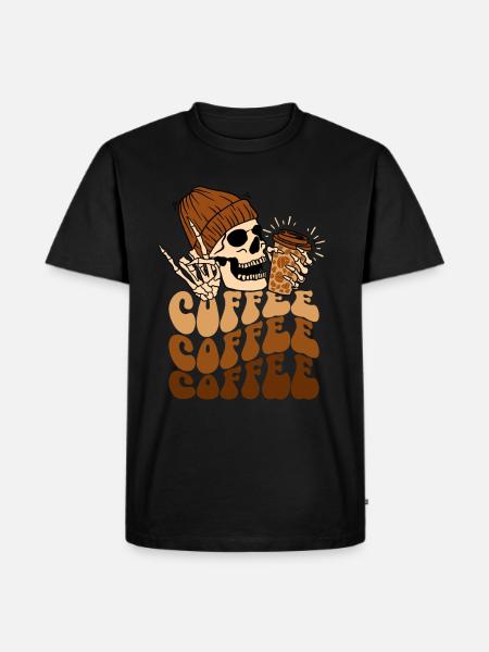 Café et crâne - T-shirt Premium bio Homme - noir