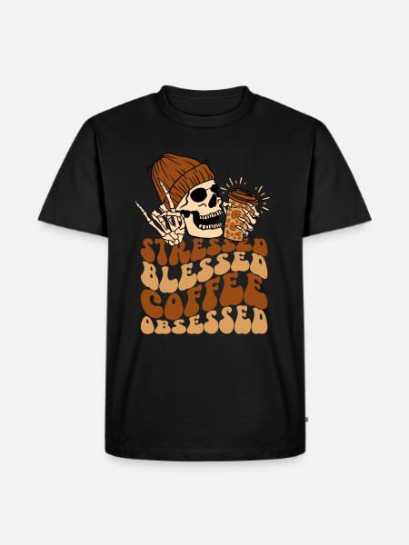 Coffee and Skull - Men's Premium Organic T-Shirt - black