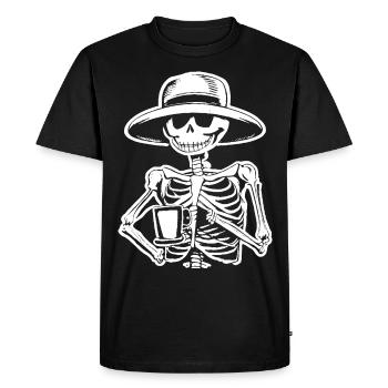 Sarcastic Funny Skeleton Drinking Espresso Coffee - Men's Premium Organic T-Shirt - black - Front - Nico (187cm)
