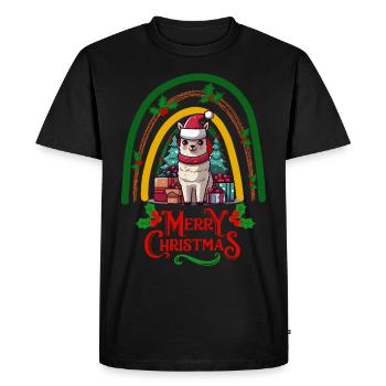 Lama Noël - T-shirt Premium bio Homme - noir - Devant - Nico (187cm)