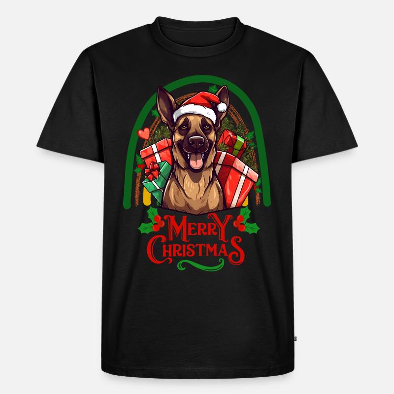 Deutscher Schäferhund Weihnachten - Männer Premium Bio T-Shirt - Schwarz