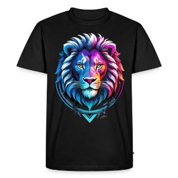 Red and blue lion symbol - Men's Premium Organic T-Shirt - black - Front - Nico (187cm)