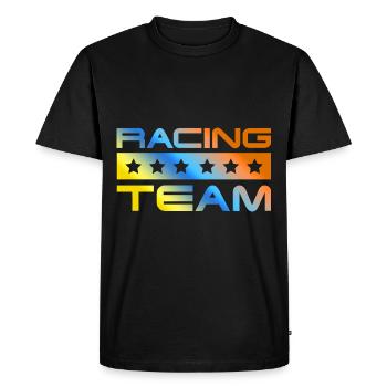 Équipe de course colorée - T-shirt Premium bio Homme - noir - Devant - Nico (187cm)