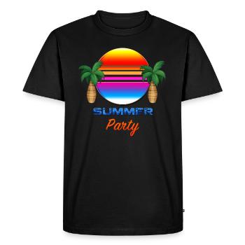 Vacance à la plage - summer party c'est l'été ! - T-shirt Premium bio Homme - noir - Devant - Nico (187cm)