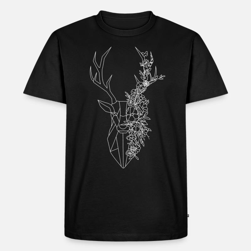 Hirsch - Männer Premium Bio T-Shirt - Schwarz