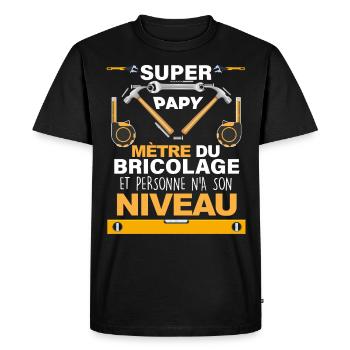 Papy bricoleur cadeau drole grand pere et outils - T-shirt Premium bio Homme - noir - Devant - Nico (187cm)