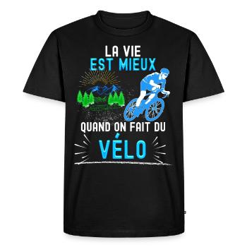 Vélo humour citation vélo homme passion - T-shirt Premium bio Homme - noir - Devant - Nico (187cm)