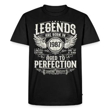 Millésime 1987 Born Legends Cadeau d’anniversaire - T-shirt Premium bio Homme - noir - Devant - Nico (187cm)