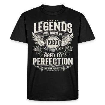 Millésime 1989 Born Legends Cadeau d’anniversaire - T-shirt Premium bio Homme - noir - Devant - Nico (187cm)