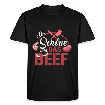 Der Schöne Und Das Beef - Männer Premium Bio T-Shirt - Schwarz - Vorne - Nico (187cm)