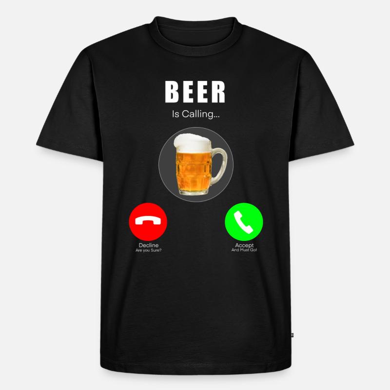 Bier ruft / Beer Is Calling - Männer Premium Bio T-Shirt - Schwarz