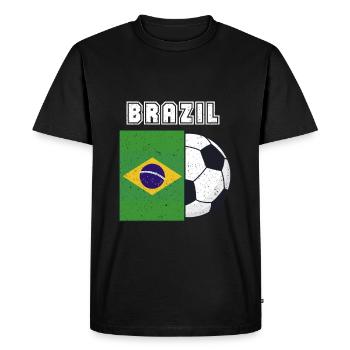 Cadeau du drapeau de l’équipe de football du Brésil - T-shirt Premium bio Homme - noir - Devant - Nico (187cm)