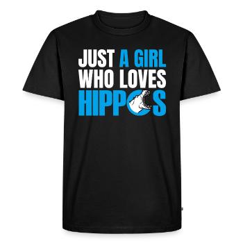 JUSTE UNE FILLE QUI AIME LES HIPPOPOTAMES - T-shirt Premium bio Homme - noir - Devant - Nico (187cm)