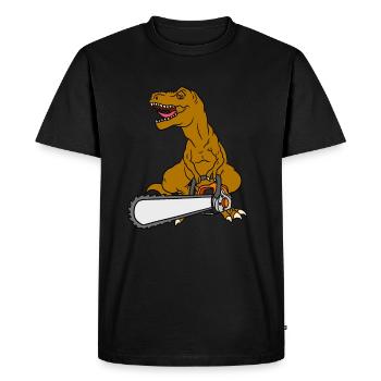 T-Rex Chainsaw - Men's Premium Organic T-Shirt - black - Front - Nico (187cm)
