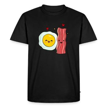 Egg Fried Egg Bacon Couple - Men's Premium Organic T-Shirt - black - Front - Nico (187cm)