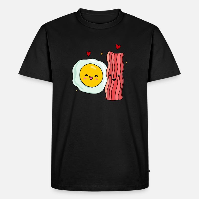 Ei Spiegelei Speck Paar - Männer Premium Bio T-Shirt - Schwarz