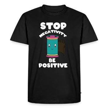 Stop negativity - be positive - Men's Premium Organic T-Shirt - black - Front - Nico (187cm)