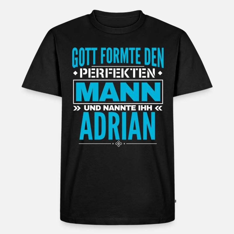 Adrian Name Design - Männer Premium Bio T-Shirt - Schwarz