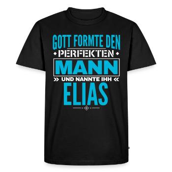 Elias Name Design - Männer Premium Bio T-Shirt - Schwarz - Vorne - Nico (187cm)